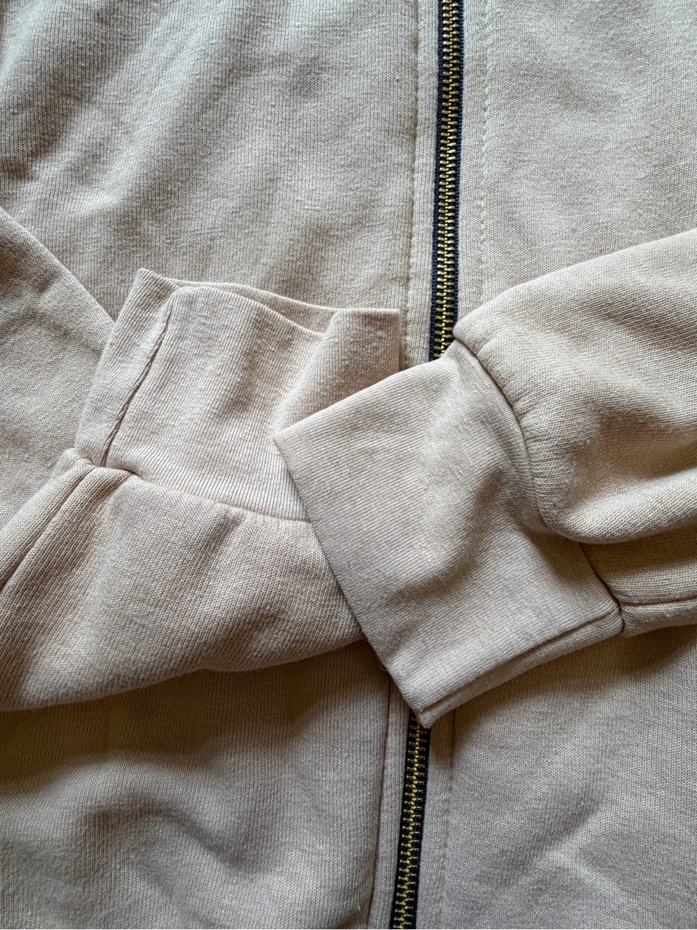 Aviator Nation Beige Zip-Up Hoodie with Retro Rainbow Stripe - Picture 4 of 5